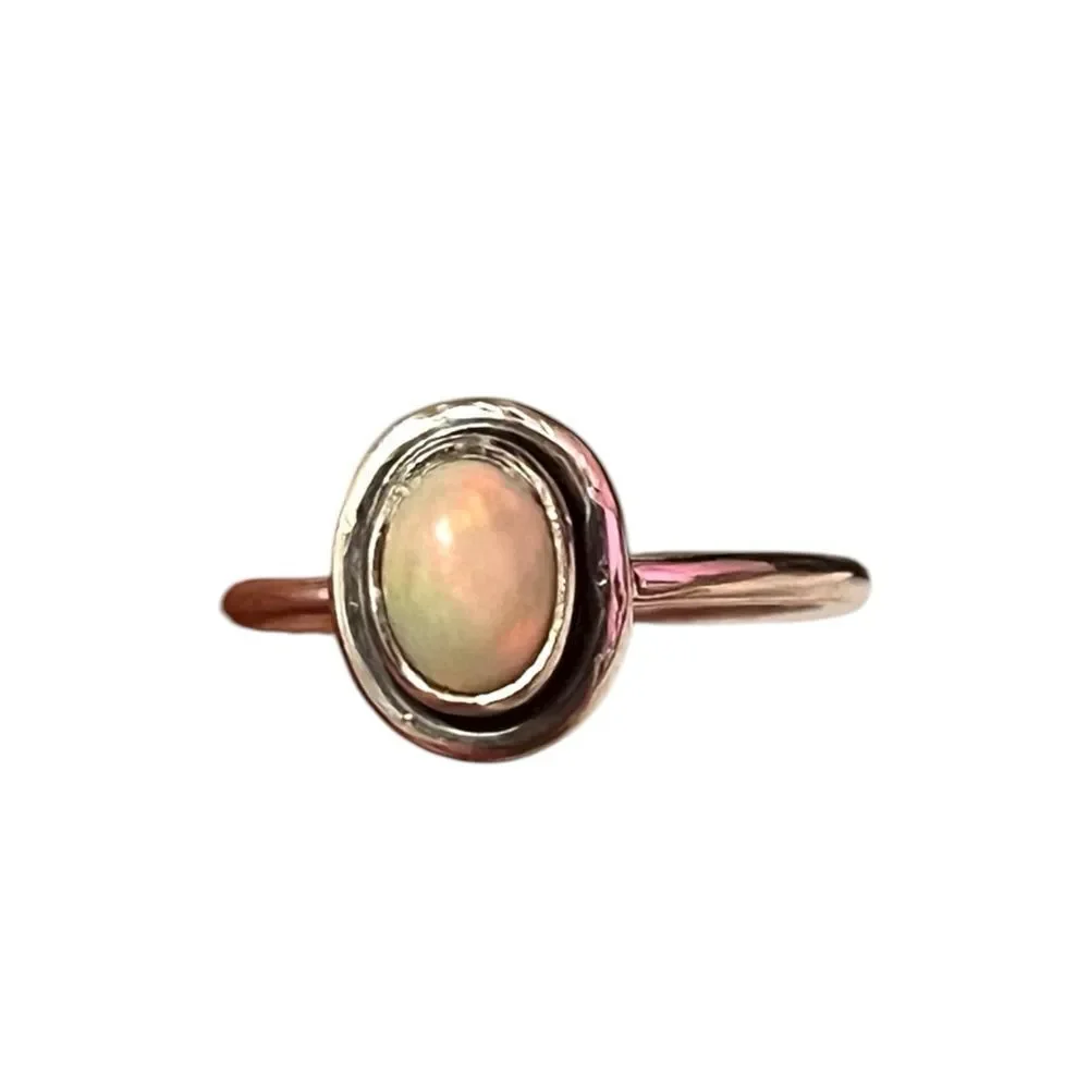 Genuine Ethiopian Opal Sterling Silver Ring Size 7